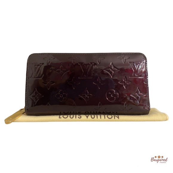 Louis Vuitton Monogram Amarante Zippy Leather Vernis Wallet W/Added Chain Pre Owned